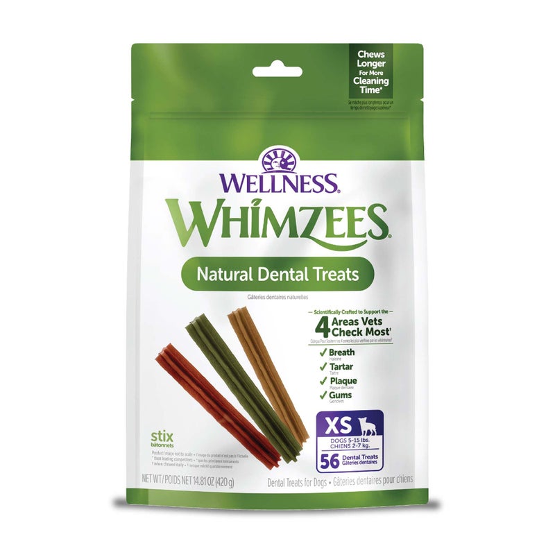 WHIMZEES Wellness Stix Dog Dental Treats, Extra Small Size Stick, (56 Count) - Image 1